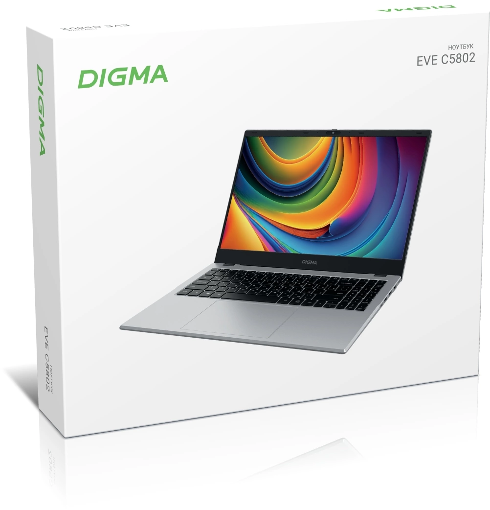 Ноутбук Digma EVE C5802 N100 8Gb SSD256Gb Intel UHD Graphics 15.6" IPS FHD (1920x1080) Windows 11 Professional silver WiFi BT Cam 5900mAh (DN15N1-8CXW01)