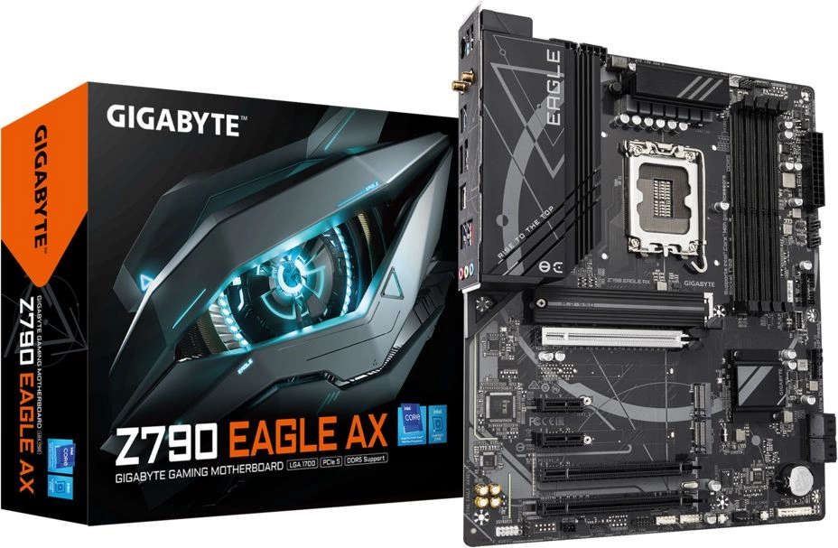 Материнская плата GIGABYTE Z790 EAGLE AX, LGA1700, Z790, 4*DDR5,HDMI+ DP,  4 SATA 6 Гб/с, M2, Audio, Gb LAN, USB 3.2, USB 2.0, Type-C, ATX