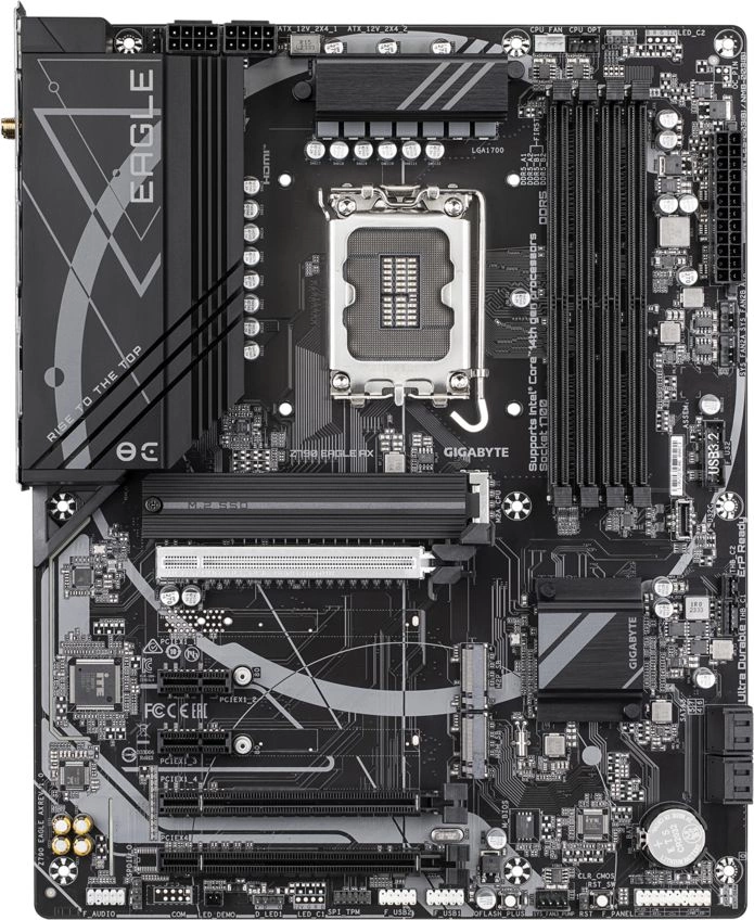 Материнская плата GIGABYTE Z790 EAGLE AX, LGA1700, Z790, 4*DDR5,HDMI+ DP,  4 SATA 6 Гб/с, M2, Audio, Gb LAN, USB 3.2, USB 2.0, Type-C, ATX