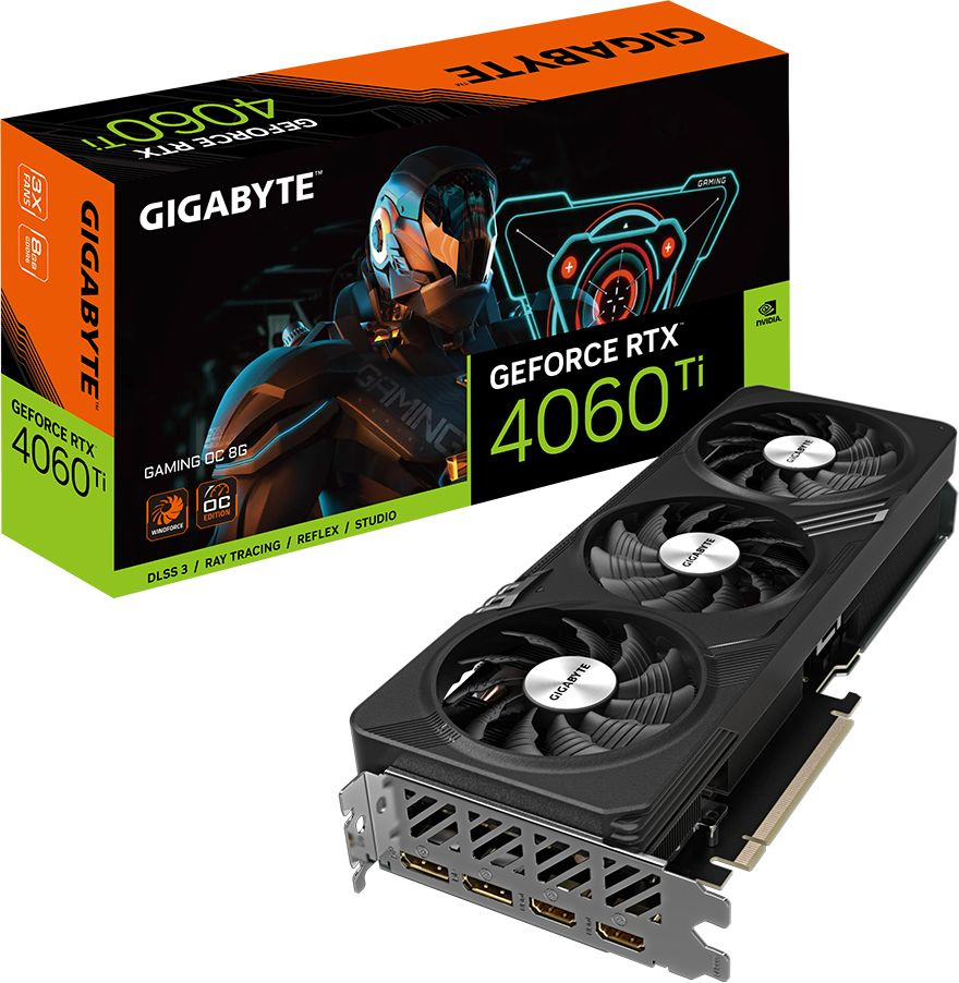 Видеокарта Gigabyte PCI-E 4.0 GV-N406TGAMING OC-8GD NVIDIA GeForce RTX 4060TI 8Gb 128bit GDDR6 2580/18000 HDMIx2 DPx2 HDCP Ret