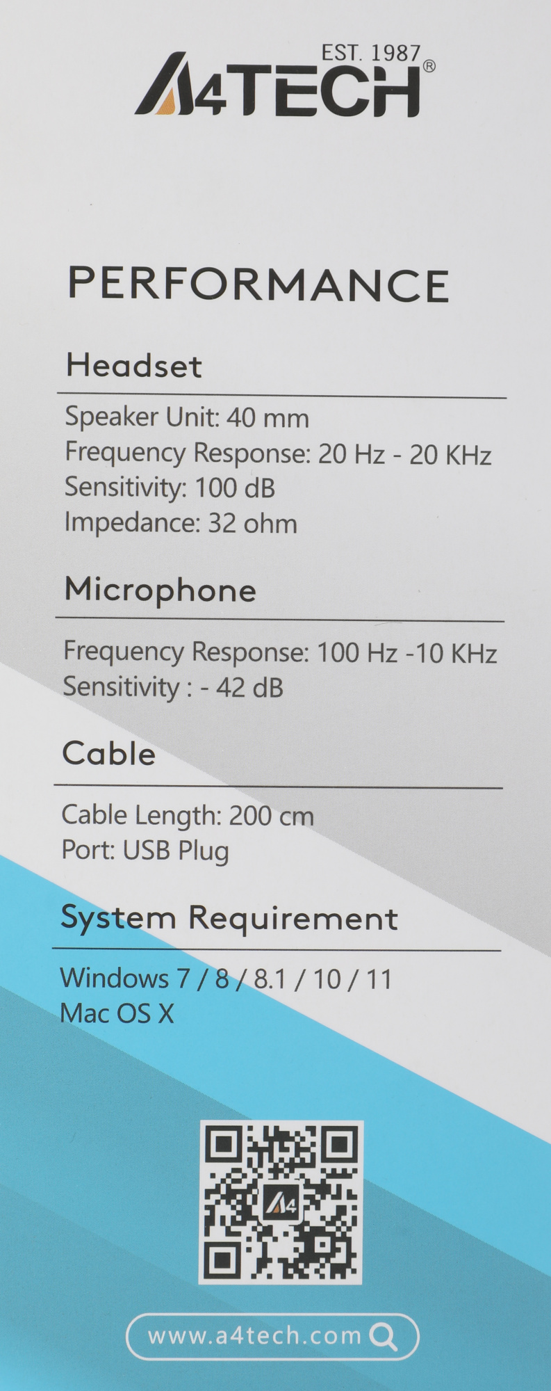 Наушники с микрофоном A4Tech Fstyler FH100U белый/черный 2м накладные USB оголовье (FH100U (PANDA))