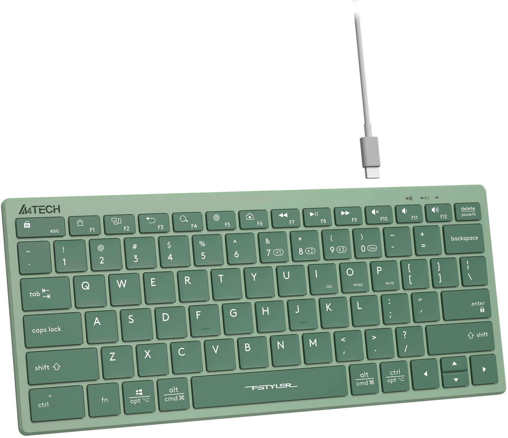 Клавиатура A4Tech Fstyler FBX51C зеленый USB беспроводная BT/Radio slim Multimedia (FBX51C MATCHA GREEN)