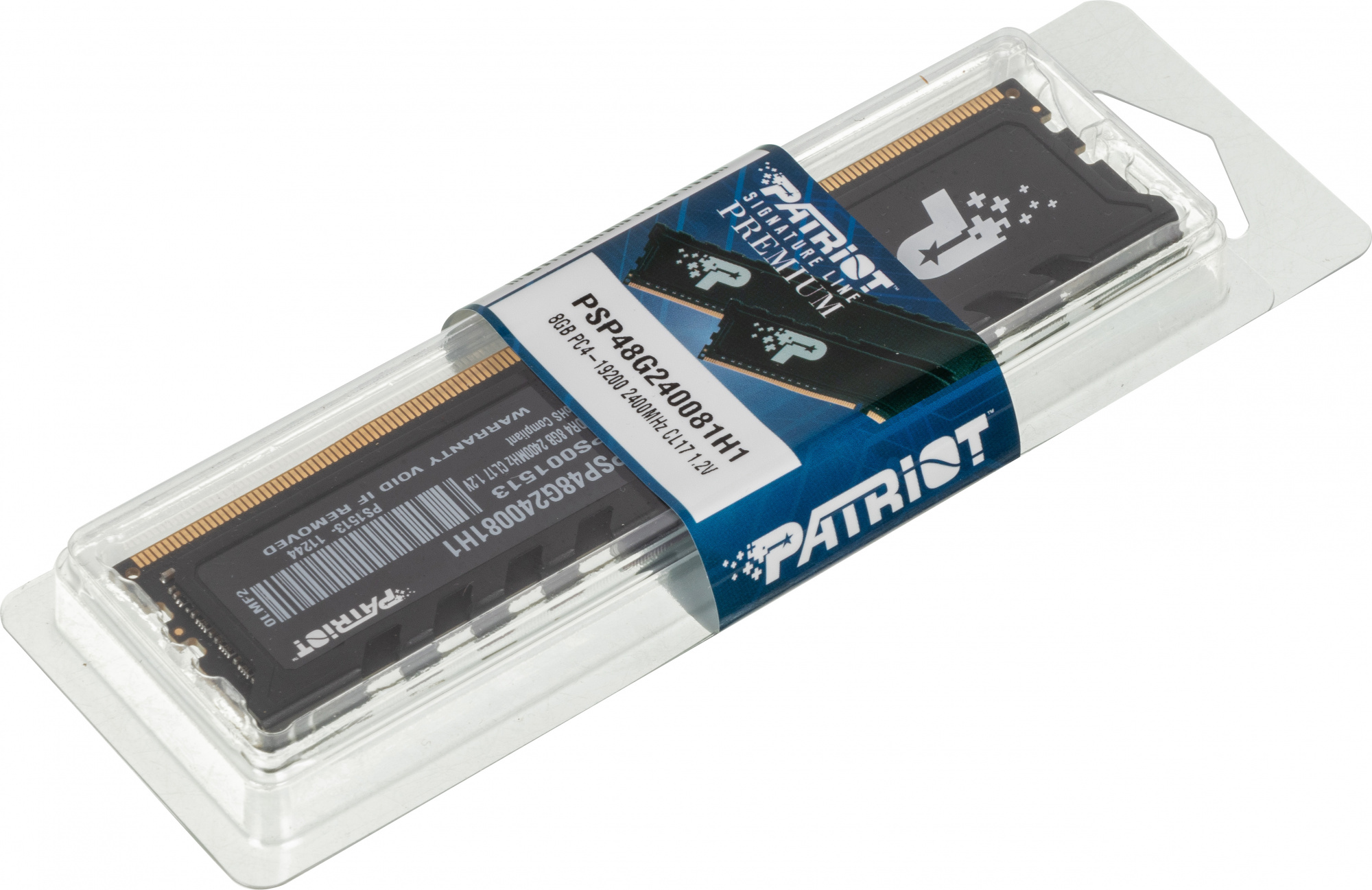 Память DDR4 8Gb 2400MHz Patriot PSP48G240081H1 Signature RTL PC4-19200 CL17 DIMM 288-pin 1.2В single rank с радиатором Ret