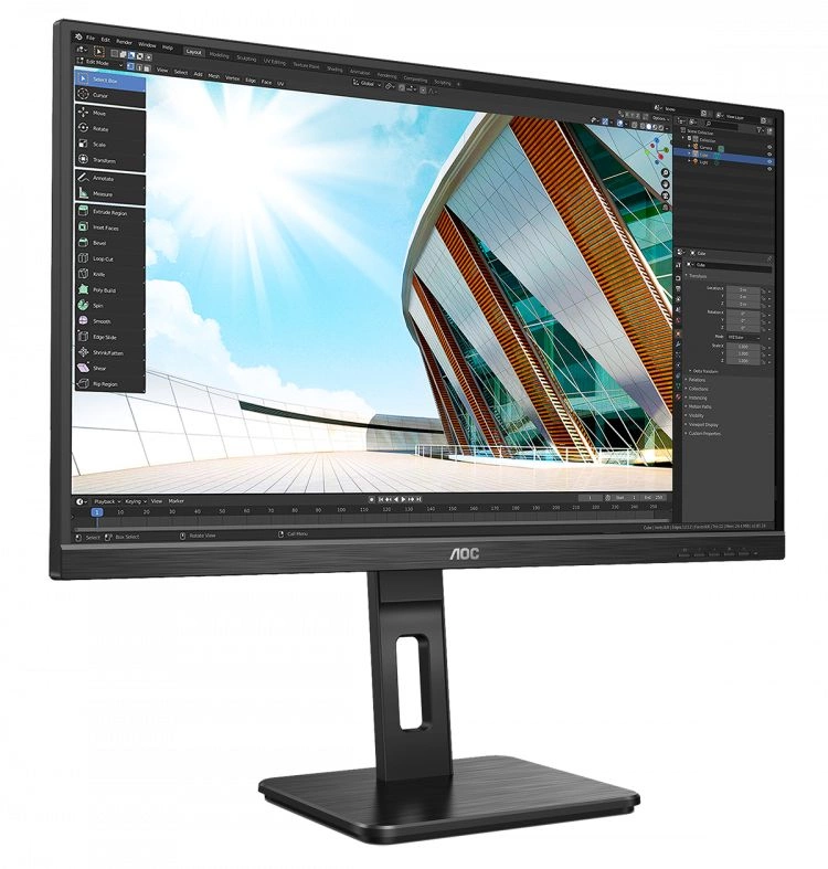 Монитор AOC 27" Pro Q27P2Q черный IPS LED 4ms 16:9 HDMI M/M матовая HAS Piv 300cd 178гр/178гр 2560x1440 75Hz VGA DP 2K USB 6.31кг