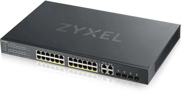 Коммутатор Zyxel GS192024HPV2-EU0101F (L2) 24x1Гбит/с 4xКомбо(1000BASE-T/SFP) 24PoE+ 375W управляемый