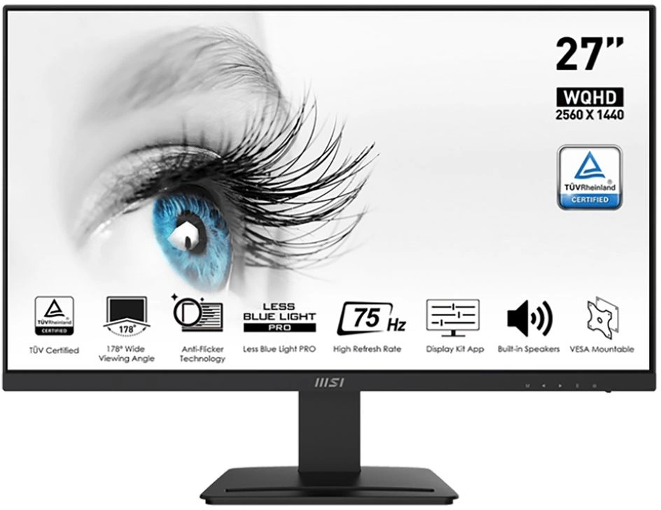 Монитор LCD PRO MP273QV 27'' 16:9 2560х1440(WQHD) VA, nonGLARE, 75 Hz, 250 cd/m2, H178°/V178°, 4000:1, 16.7M, 1ms, 2xHDMI, DP, Tilt, Speakers, 1Y, Black