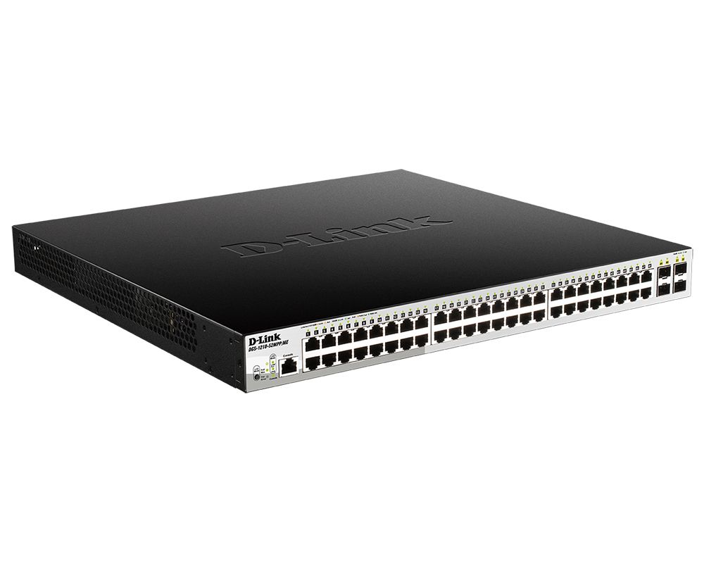 Коммутатор D-Link DGS-1210-52MPP/ME/B (L2) 48x1Гбит/с 4SFP 48PoE 740W управляемый