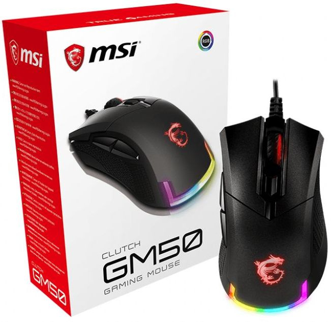 Мышь MSI Clutch GM50 черный оптическая (7200dpi) USB2.0 (6but)