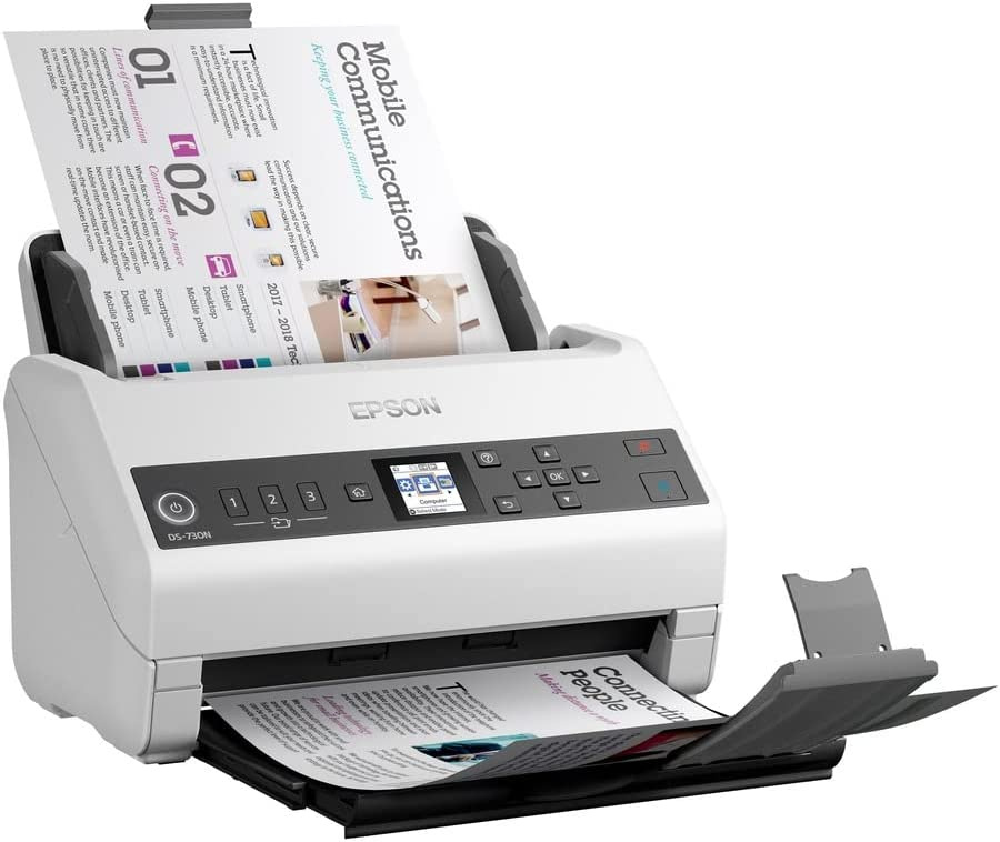 Сканер планшетный/протяжный Epson WorkForce DS-730N (B11B259401/B11B259502) A4 белый