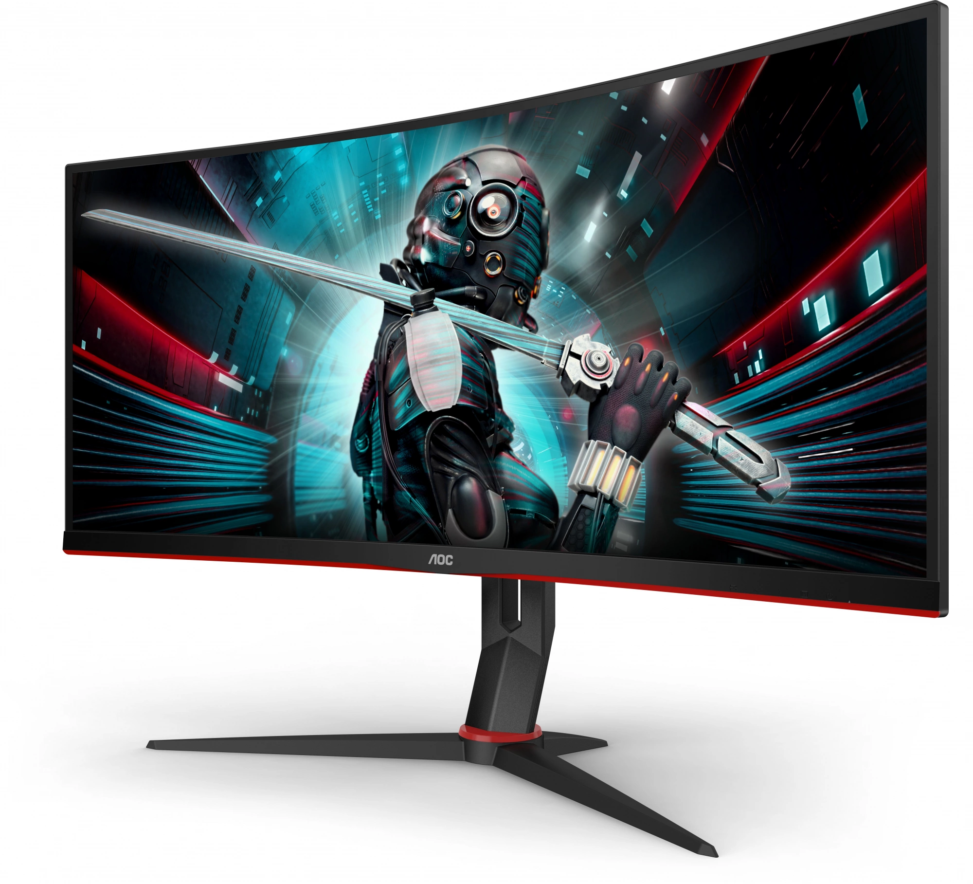 Монитор LCD 34'' [21:9] 3440x1440(UWQHD) VA, Curved, nonGLARE, 144 Hz, 300 cd/m2, H178°/V178°, 3000:1, 80M:1, 16.7M, 4ms, 2xHDMI, 2xDP, USB-Hub, Height adj, Tilt, 3Y, Black+Cherry