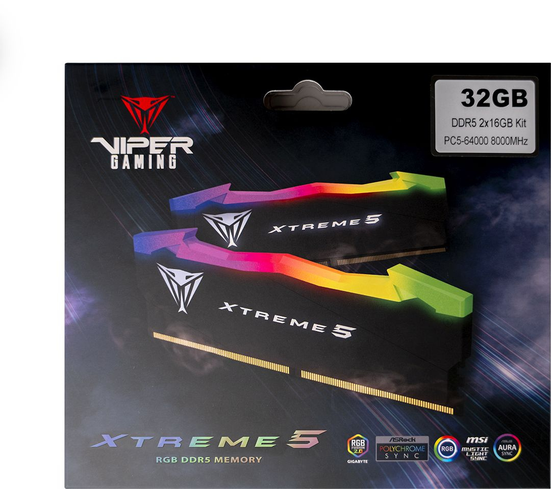 Память DDR5 2x16Gb 7600MHz Patriot PVXR532G76C36K Viper XTREME RGB RTL Gaming PC5-60800 CL36 DIMM 288-pin 1.45В с радиатором Ret