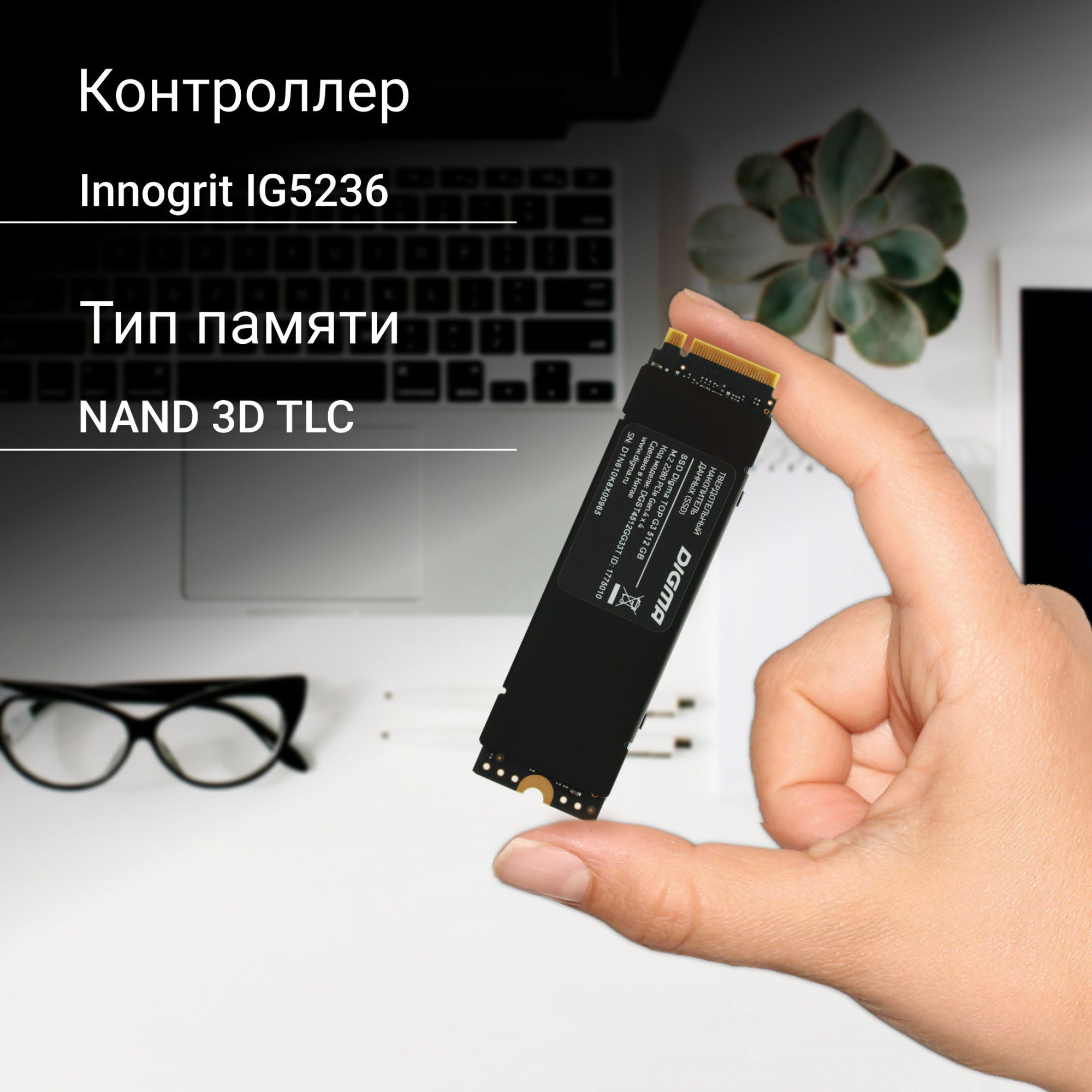 Накопитель SSD Digma PCIe 4.0 x4 512GB DGST4512GG33T Top G3 M.2 2280