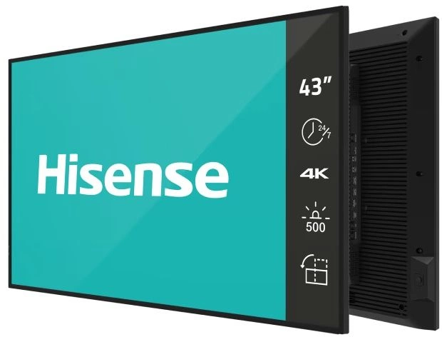 Панель Hisense 43" 43DM66D черный D-LED DID LED 8ms 16:9 HDMI M/M матовая 1200:1 500cd 178гр/178гр 3840x2160 DP 4K USB 8.5кг