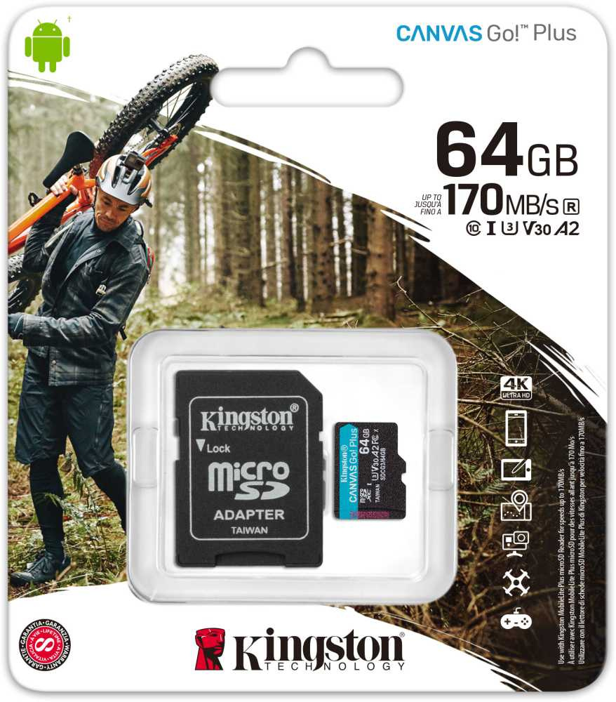 Флеш карта microSDXC 64GB Kingston SDCG3/64GB Canvas Go! Plus + adapter