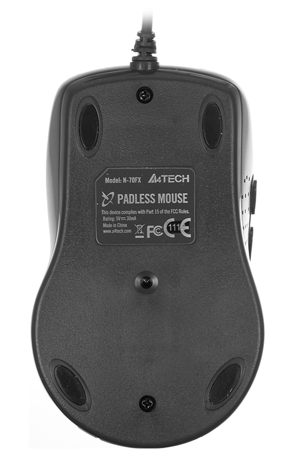 Мышь A4Tech V-Track Padless N-70FX черный оптическая (1600dpi) USB для ноутбука (7but)