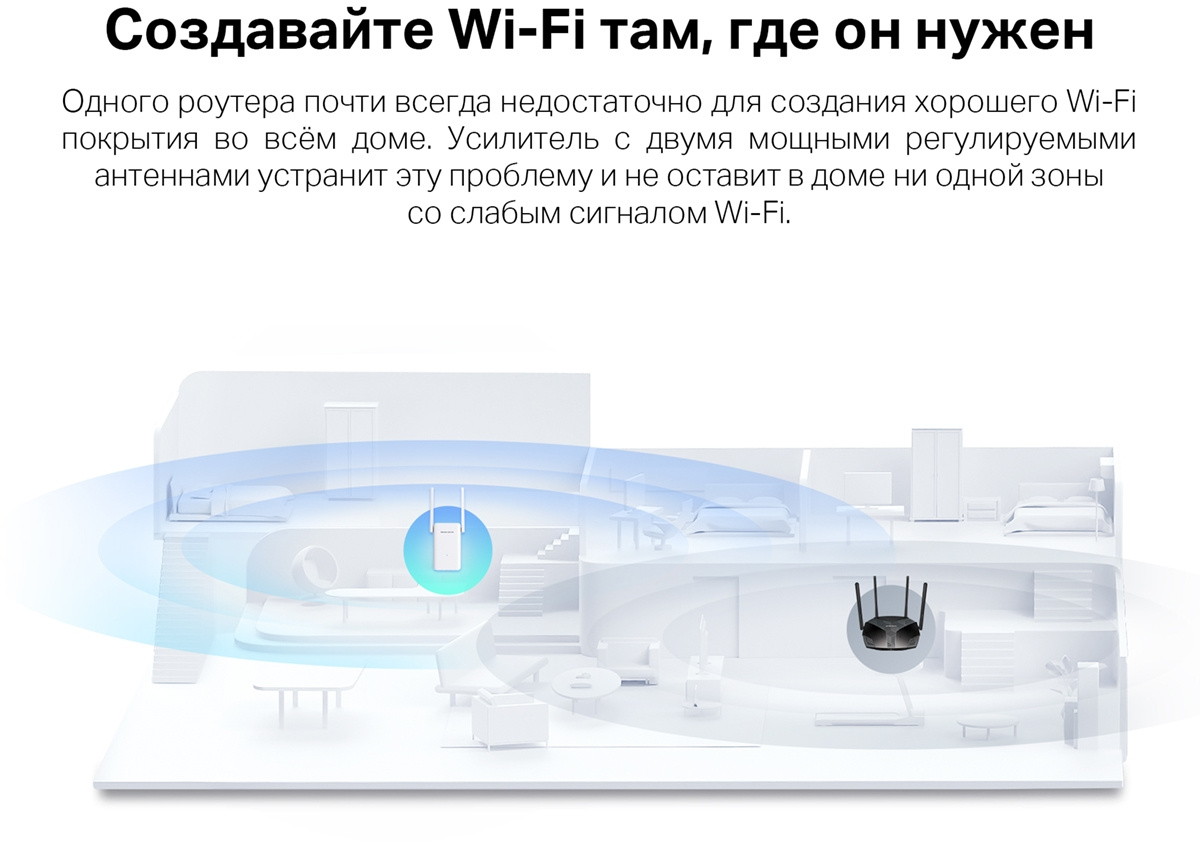 Повторитель беспроводного сигнала Mercusys ME70X AX1800 10/100/1000BASE-TX компл.:устройство/крепления/адаптер белый (упак.:1шт)