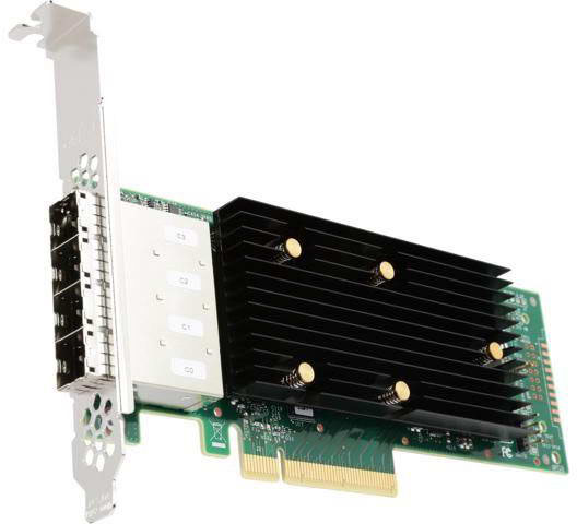 Плата контроллера Broadcom/LSI 9400-16e (05-50013-00) (PCI-E 3.1 x8, LP, External) Tri-Mode SAS/SATA/PCIe(NVMe) 12G, 16port (4*ext SFF8644), 1 year