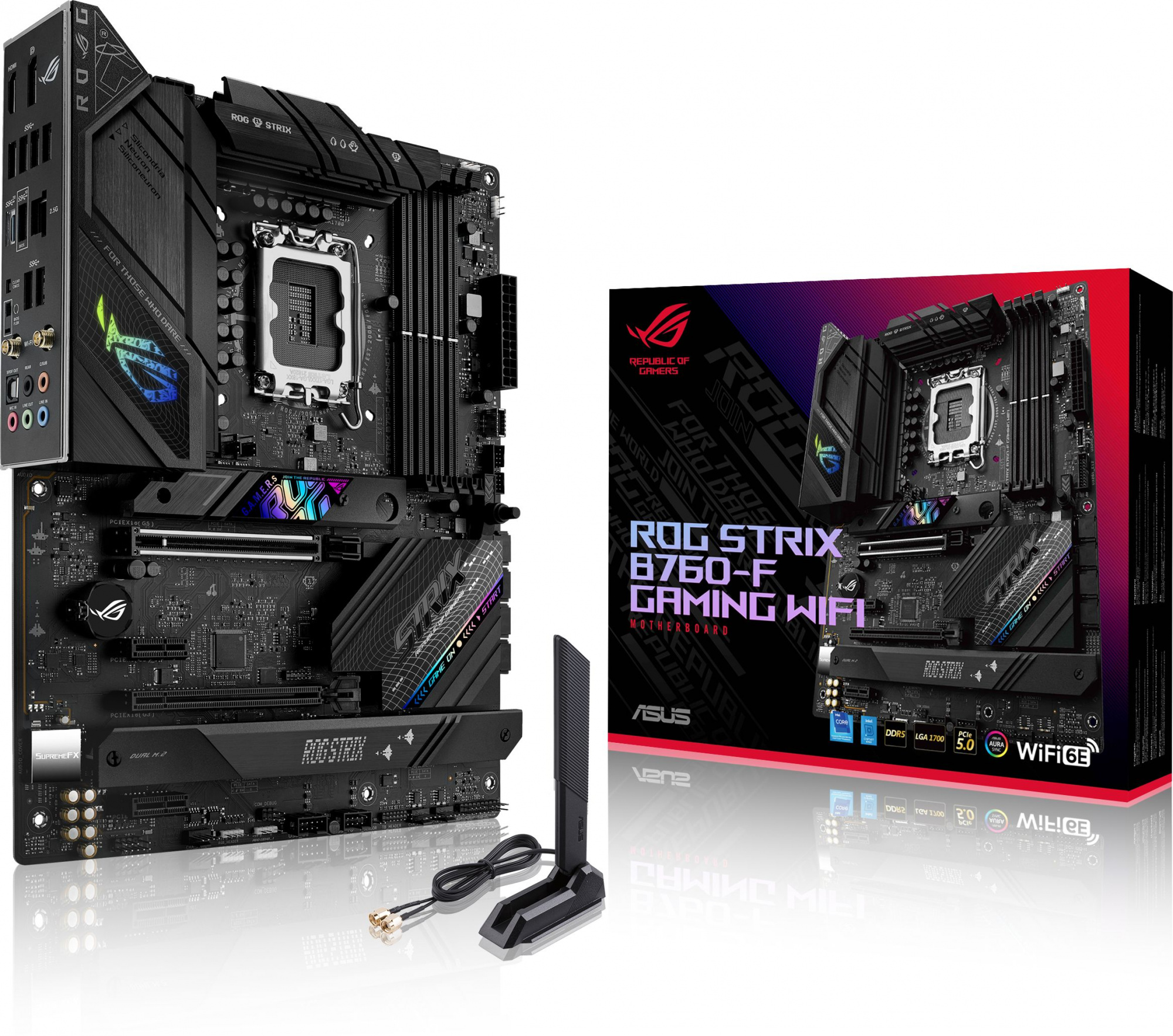 Материнская плата Asus ROG STRIX B760-F GAMING WIFI Soc-1700 Intel B760 4xDDR5 ATX AC`97 8ch(7.1) 2.5Gg RAID+HDMI+DP