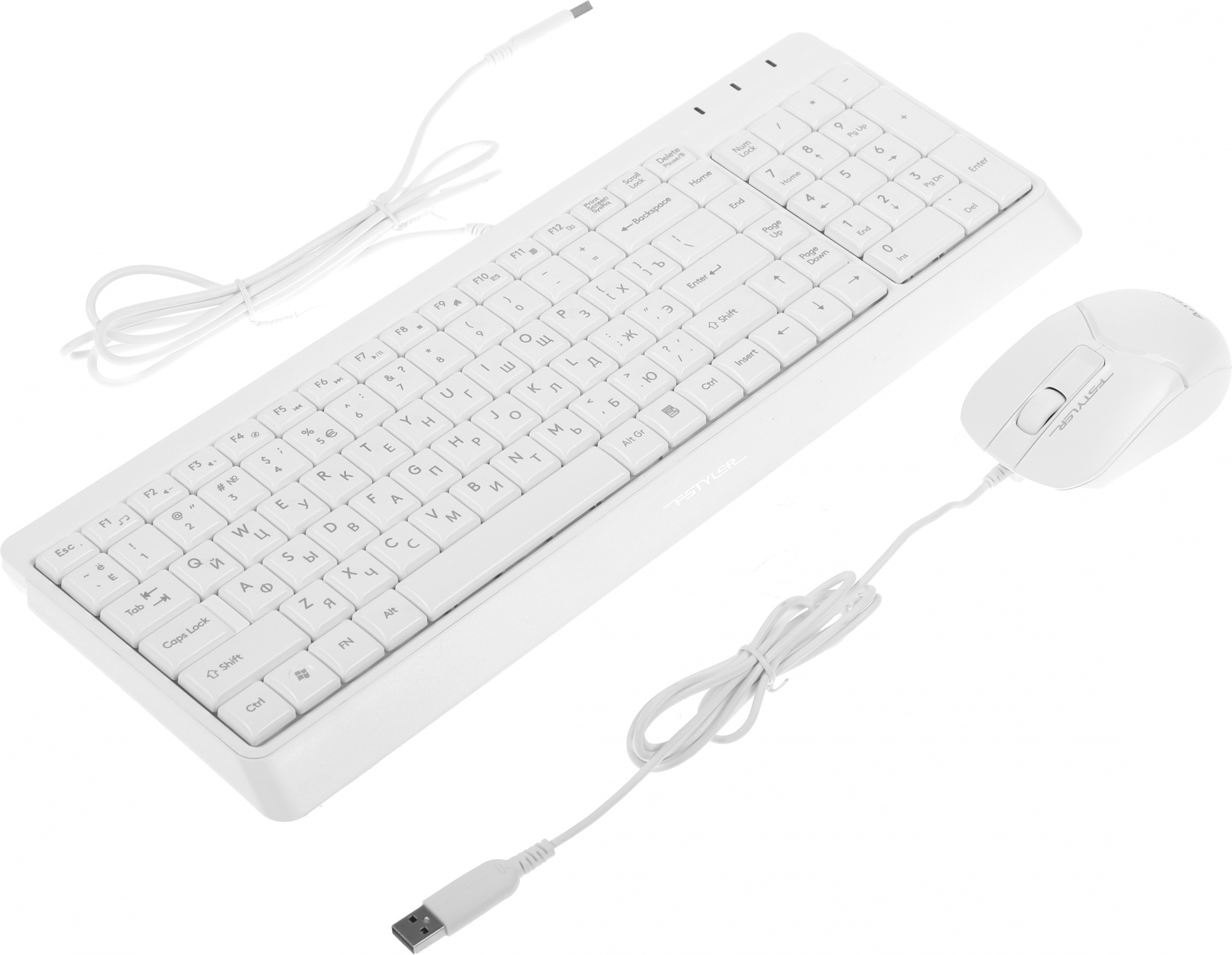 Клавиатура + мышь A4Tech Fstyler F1512 клав:белый мышь:белый USB (F1512 WHITE)