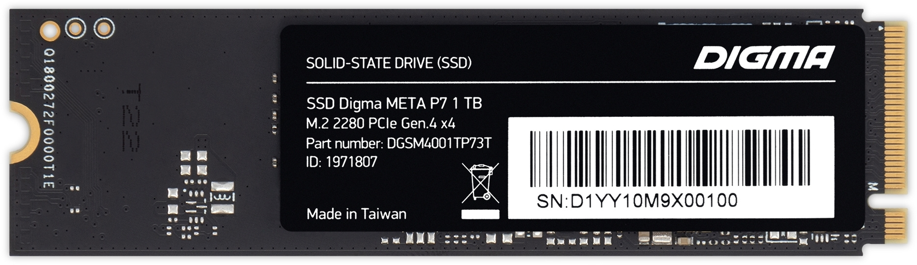 Накопитель SSD Digma PCIe 4.0 x4 1TB DGSM4001TP73T Meta P7 M.2 2280