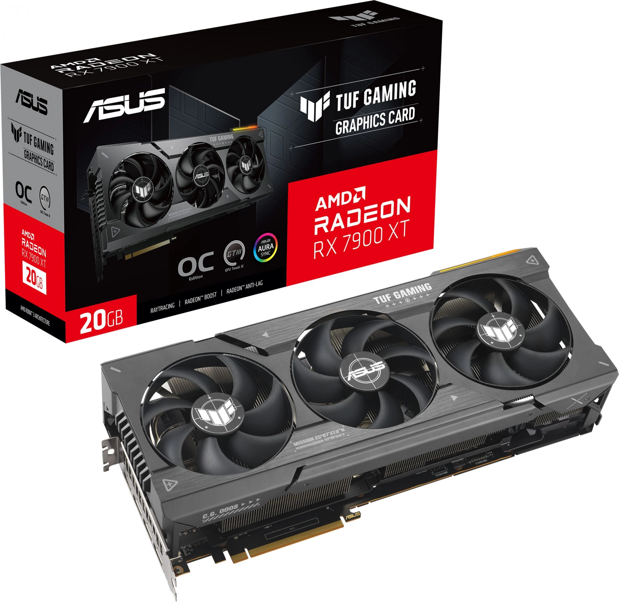 Видеокарта ASUS TUF-RX7900XT-O20G-GAMING//RX7900XT HDMI*1 DP*3 20G D6; 90YV0IV1-M0NA00