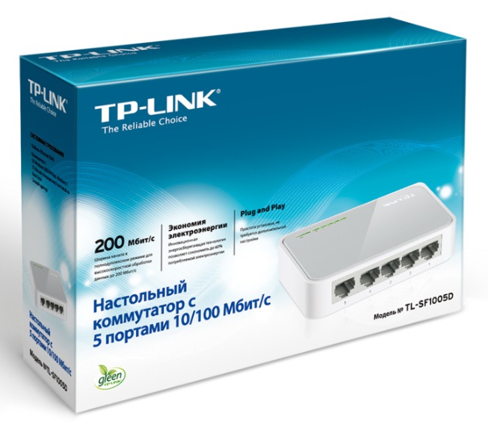 Коммутатор TP-Link TL-SF1005D (L2) 5x100Мбит/с неуправляемый