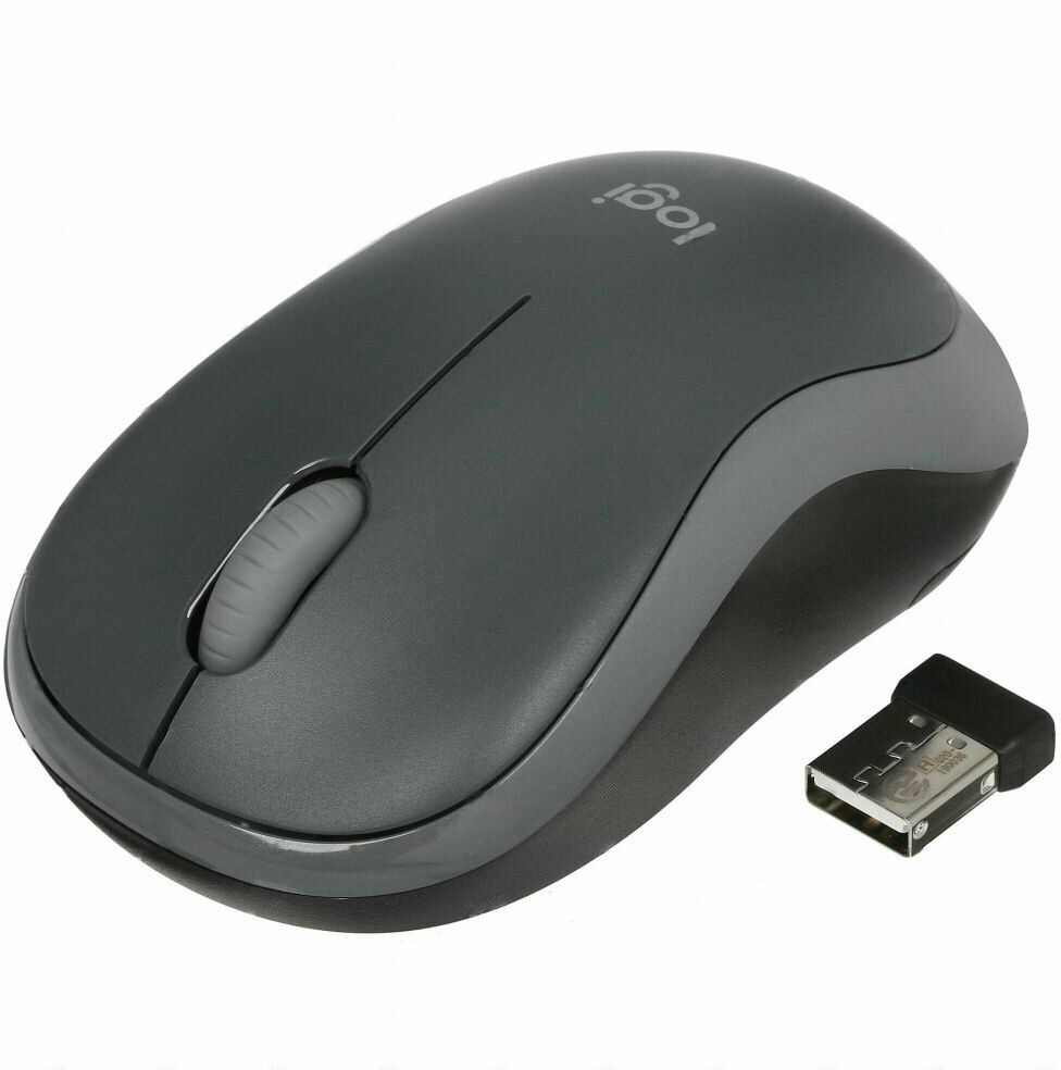 Мышь Logitech M186 черный/серый оптическая (1000dpi) беспроводная USB2.0 для ноутбука (2but)