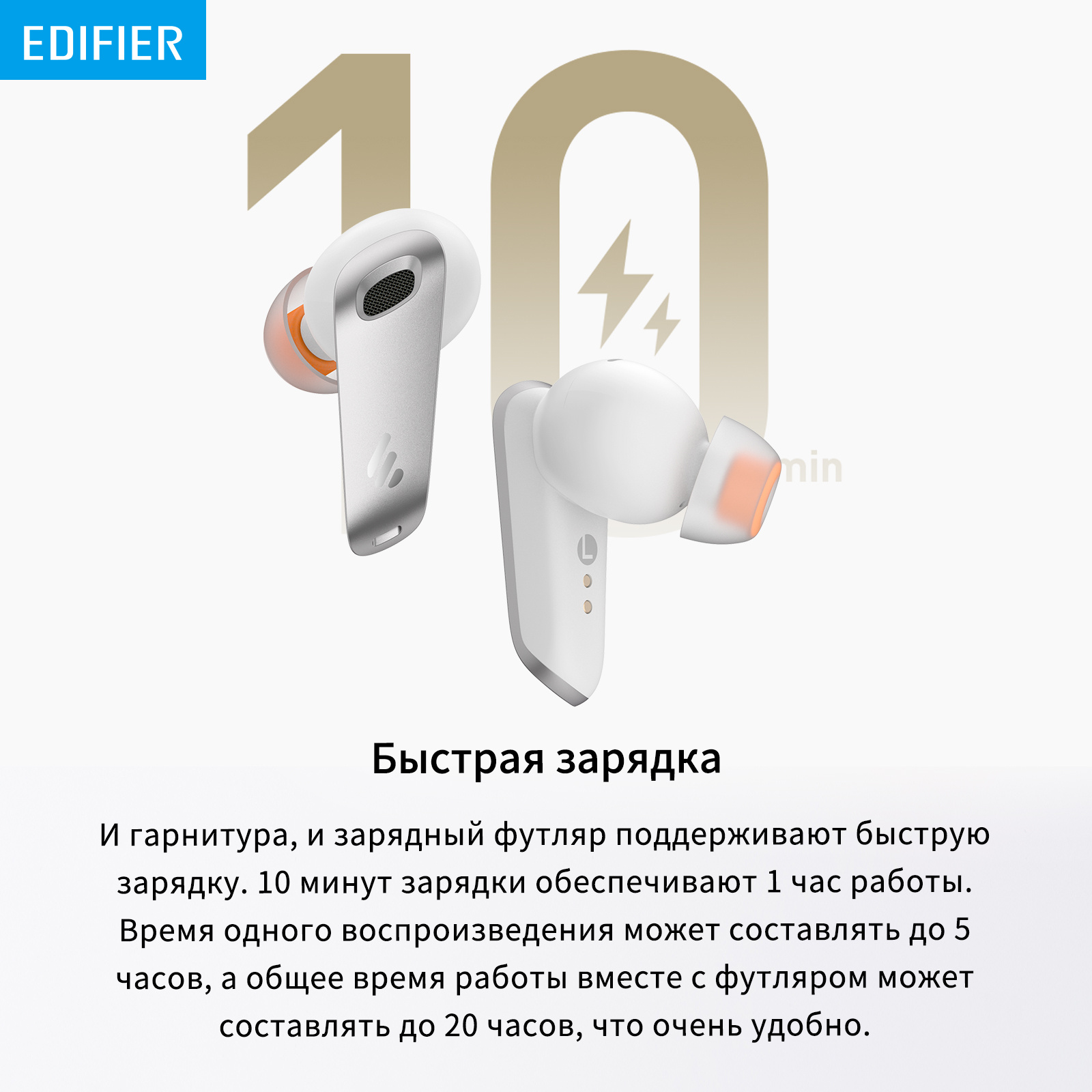 Гарнитура вкладыши Edifier NeoBuds Pro белый беспроводные bluetooth в ушной раковине