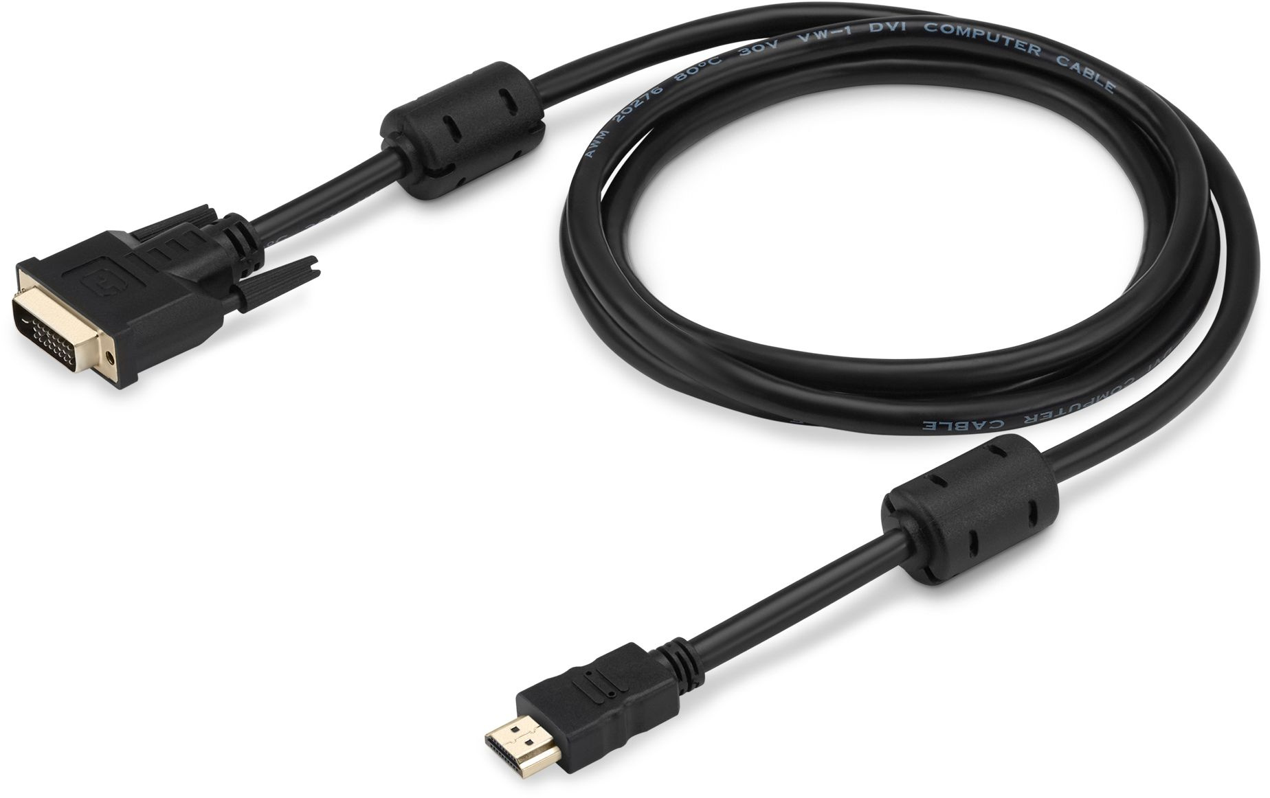 Кабель Buro HDMI (m) DVI-D (m) 5м (HDMI-19M-DVI-D-5M) феррит.кольца черный