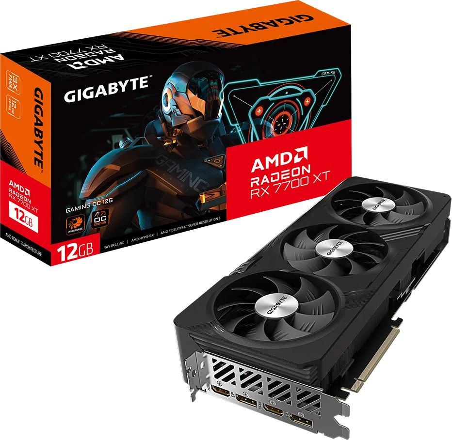 Видеокарта Gigabyte PCI-E 4.0 GV-R77XTGAMING OC-12GD AMD Radeon RX 7700XT 12Gb 192bit GDDR6 2276/18000 HDMIx2 DPx2 HDCP Ret