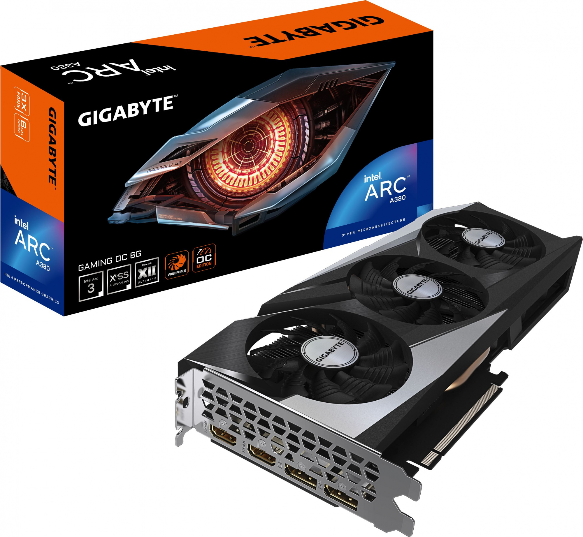 Видеокарта Gigabyte PCI-E 4.0 GV-IA380GAMING OC-6GD INTEL ARC A380 6Gb 96bit GDDR6 2450/15500 HDMIx2 DPx2 HDCP Ret