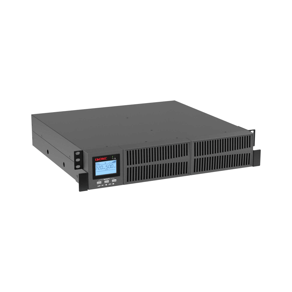 Онлайн ИБП ДКС серии Small Rackmount, 2000 ВА/1800 Вт, 1/1, 8xIEC C13, EPO, USB, RS-232, Rack 2U, з/у 1А, 4x9Ач