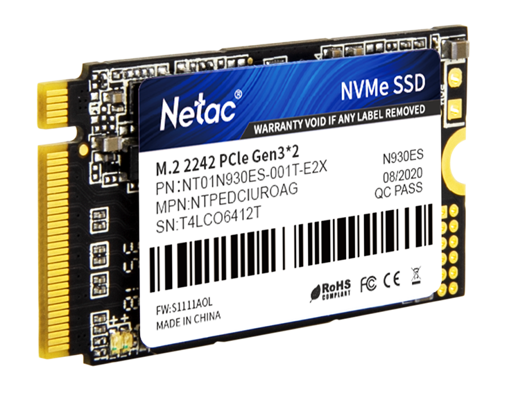 Накопитель SSD Netac PCIe 3.0 x2 1TB NT01N930ES-001T-E2X N930ES M.2 2242