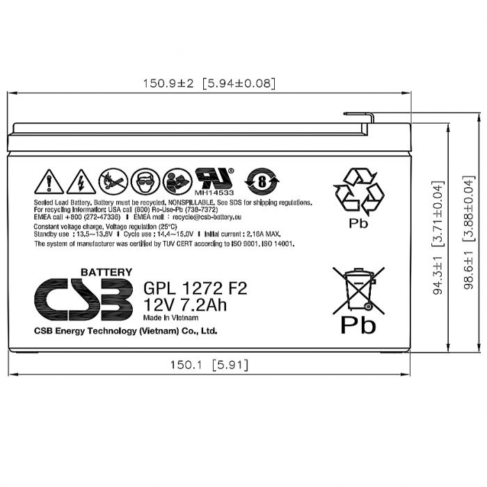 Аккумулятор CSB GPL1272 F2