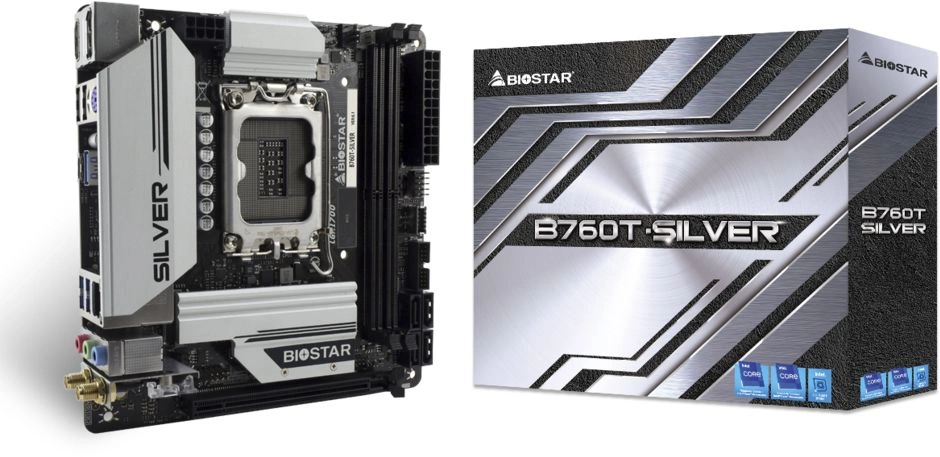 Материнская плата Biostar B760T-Silver Soc-1700 Intel B760 2xDDR5 mini-ITX AC`97 8ch(7.1) 2.5Gg RAID+HDMI+DP