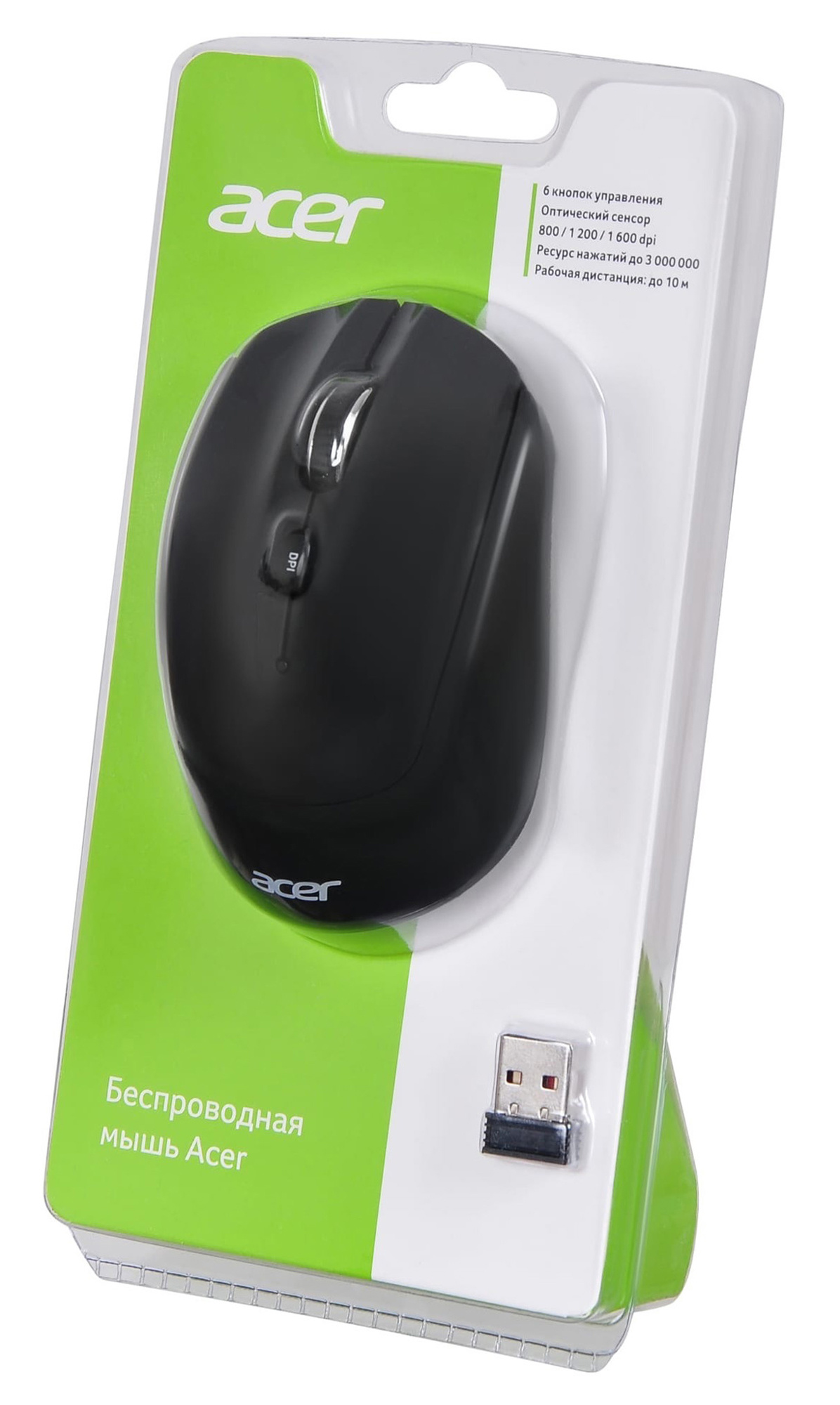 Мышь Acer OMR040 черный оптическая (1600dpi) беспроводная USB (6but)