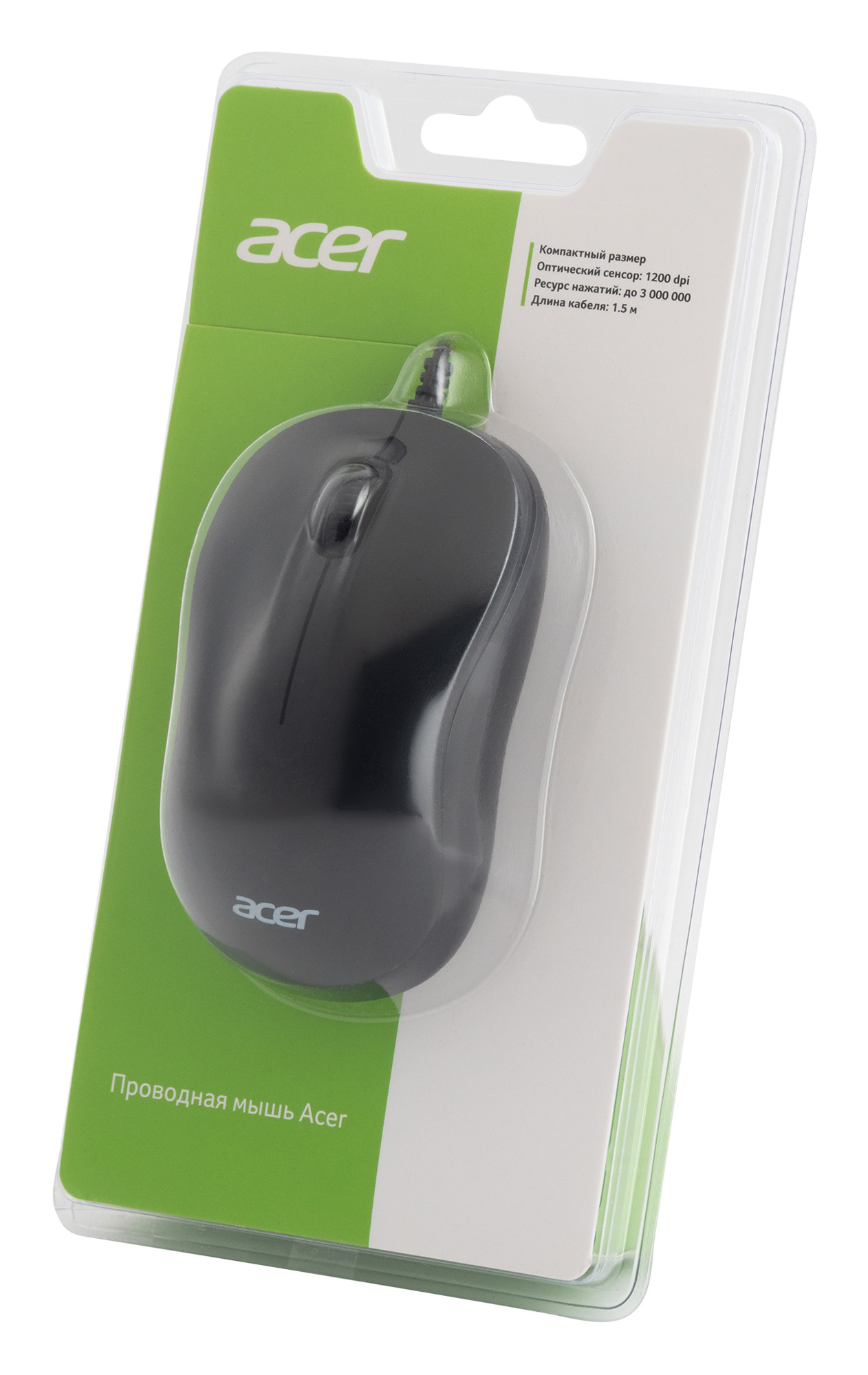 Мышь Acer OMW140 черный оптическая (1200dpi) USB (3but)